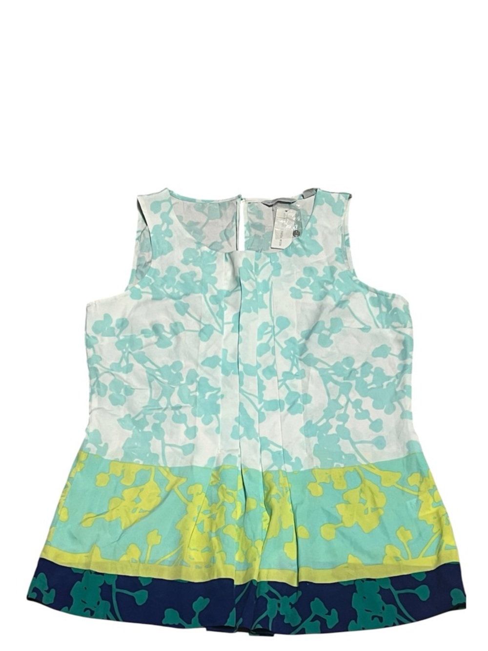 Girls Sleeveless Floral Peplum Top - Mint & Yellow